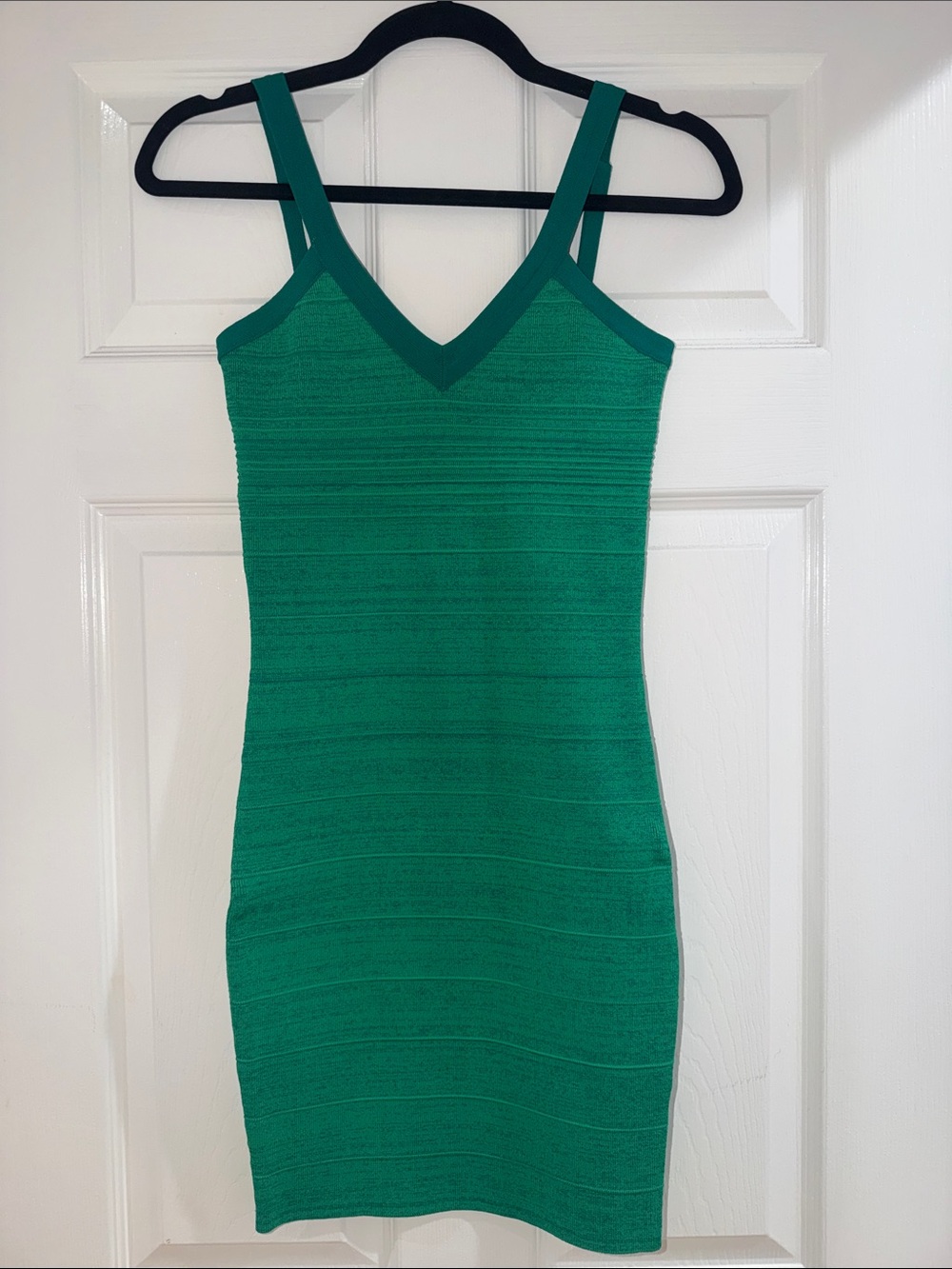 Guess Emerald Green V-Neck Bodycon Mini Dress